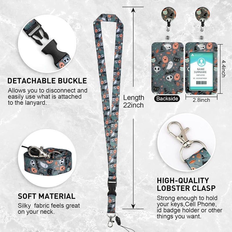 Hinsly ID Badge Holder with Lanyard, Retractable Badge Holders Reels with Lanyards Adjustable, for Women Kids Teacher Nurses Doctor Student - Image 3